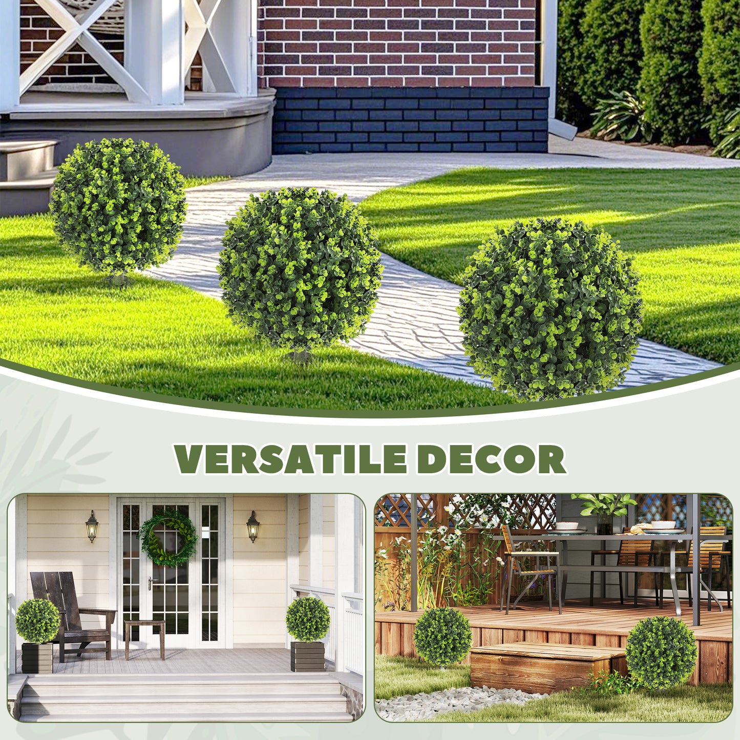 Set of 2 40cm Artificial Boxwood Topiary Ball Bush for Indoor Outdoor