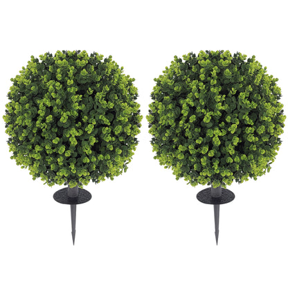 Set of 2 40cm Artificial Boxwood Topiary Ball Bush for Indoor Outdoor