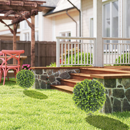 Set of 2 40cm Artificial Boxwood Topiary Ball Bush for Indoor Outdoor