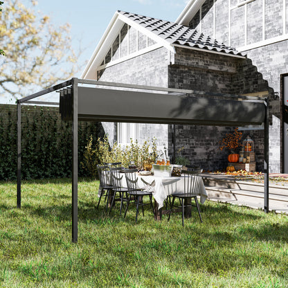 4x3(m) Metal Pergola Gazebo Patio Sunshelter Retractable Canopy Black