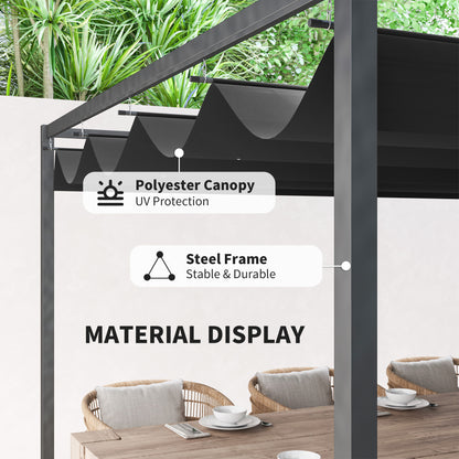 4x3(m) Metal Pergola Gazebo Patio Sunshelter Retractable Canopy Black