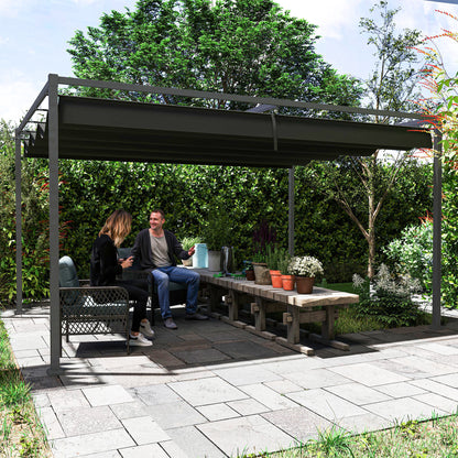 4x3(m) Metal Pergola Gazebo Patio Sunshelter Retractable Canopy Black