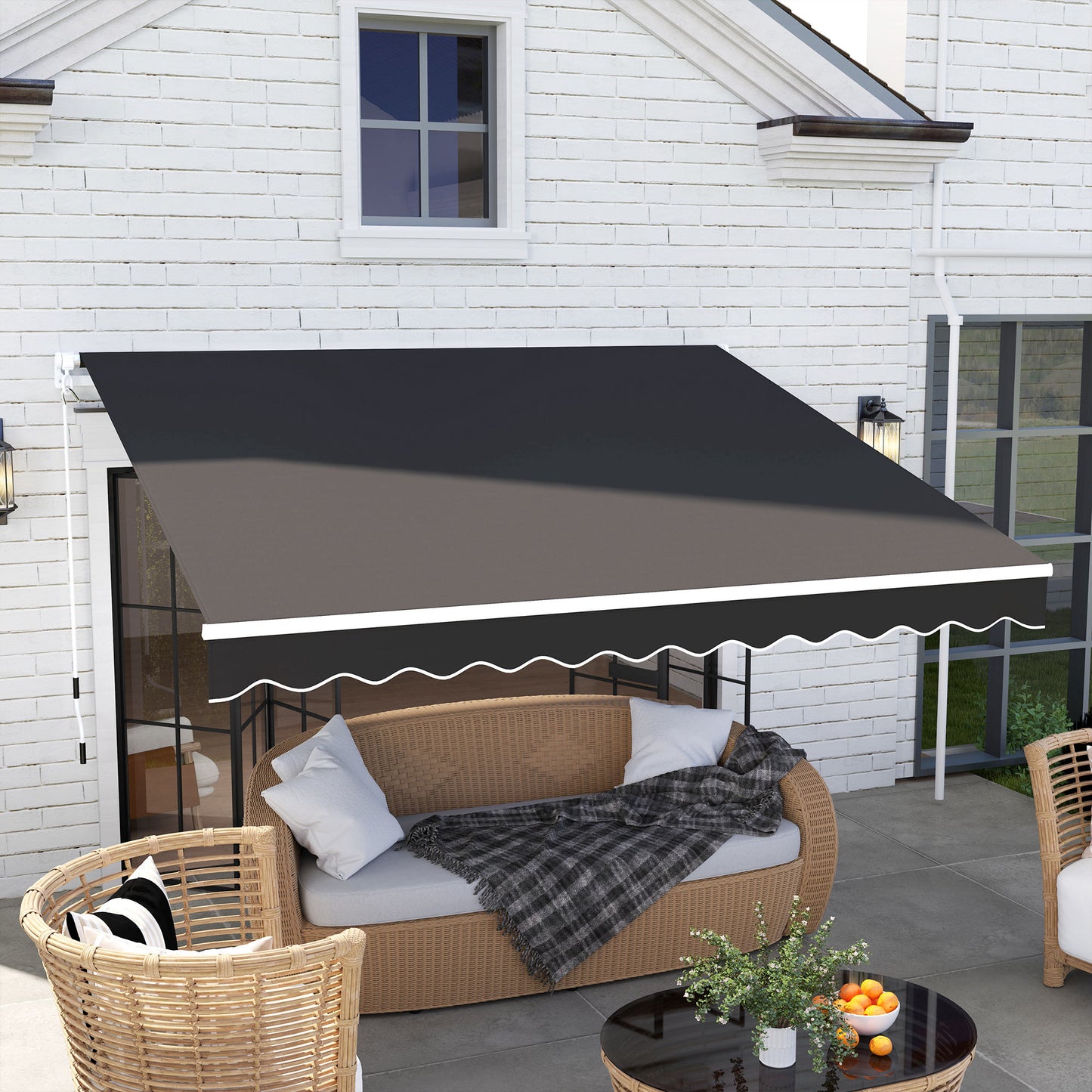 2.95 x 2.5m Canopy Sun Shade Shelter with Crank Handle, Black
