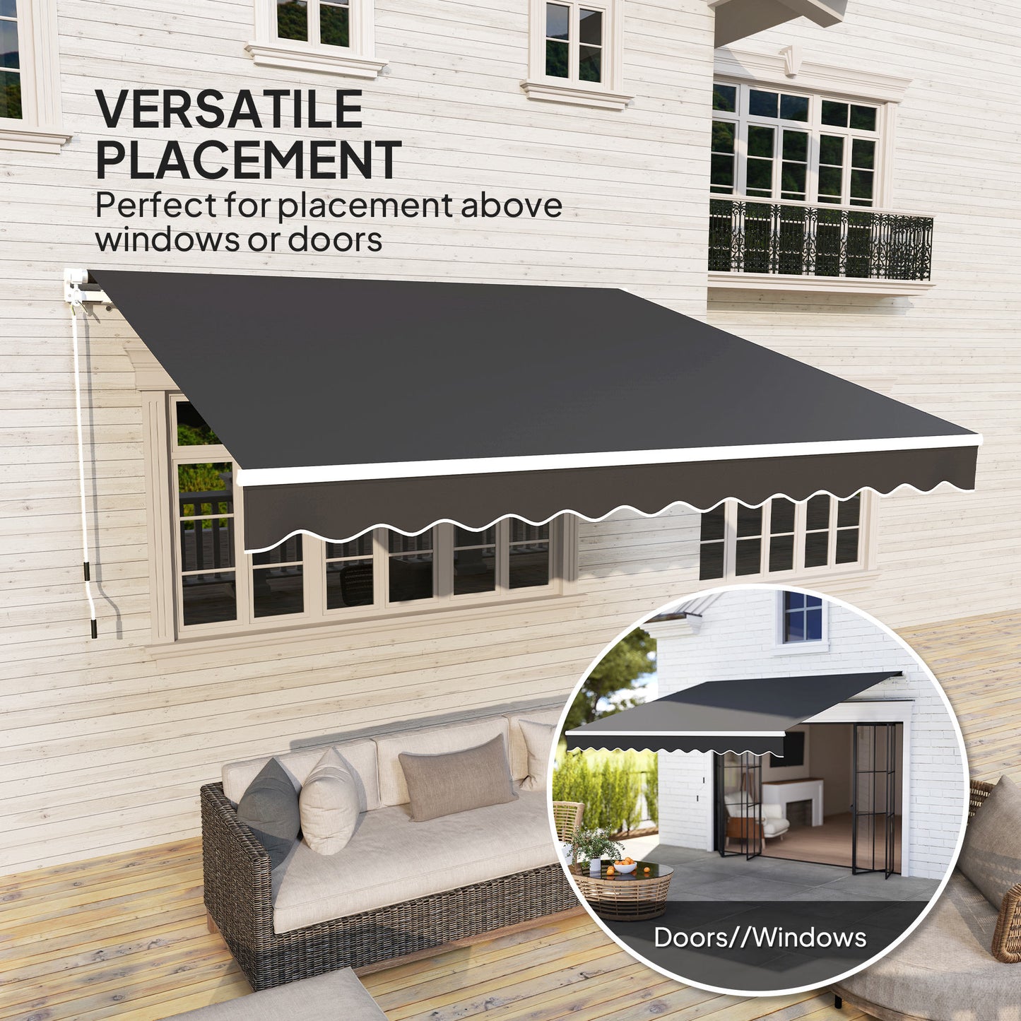 2.95 x 2.5m Canopy Sun Shade Shelter with Crank Handle, Black