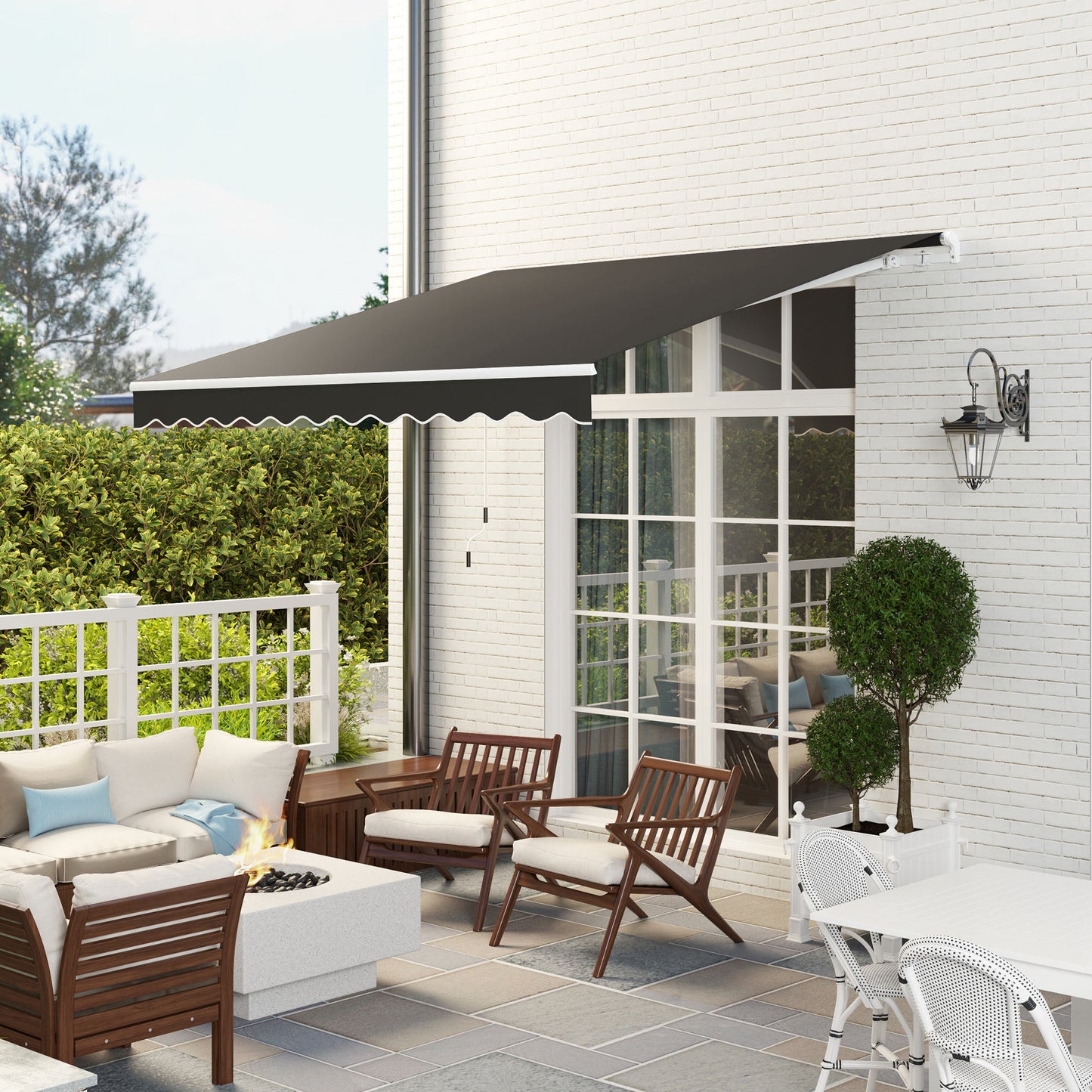 2.95 x 2.5m Canopy Sun Shade Shelter with Crank Handle, Black