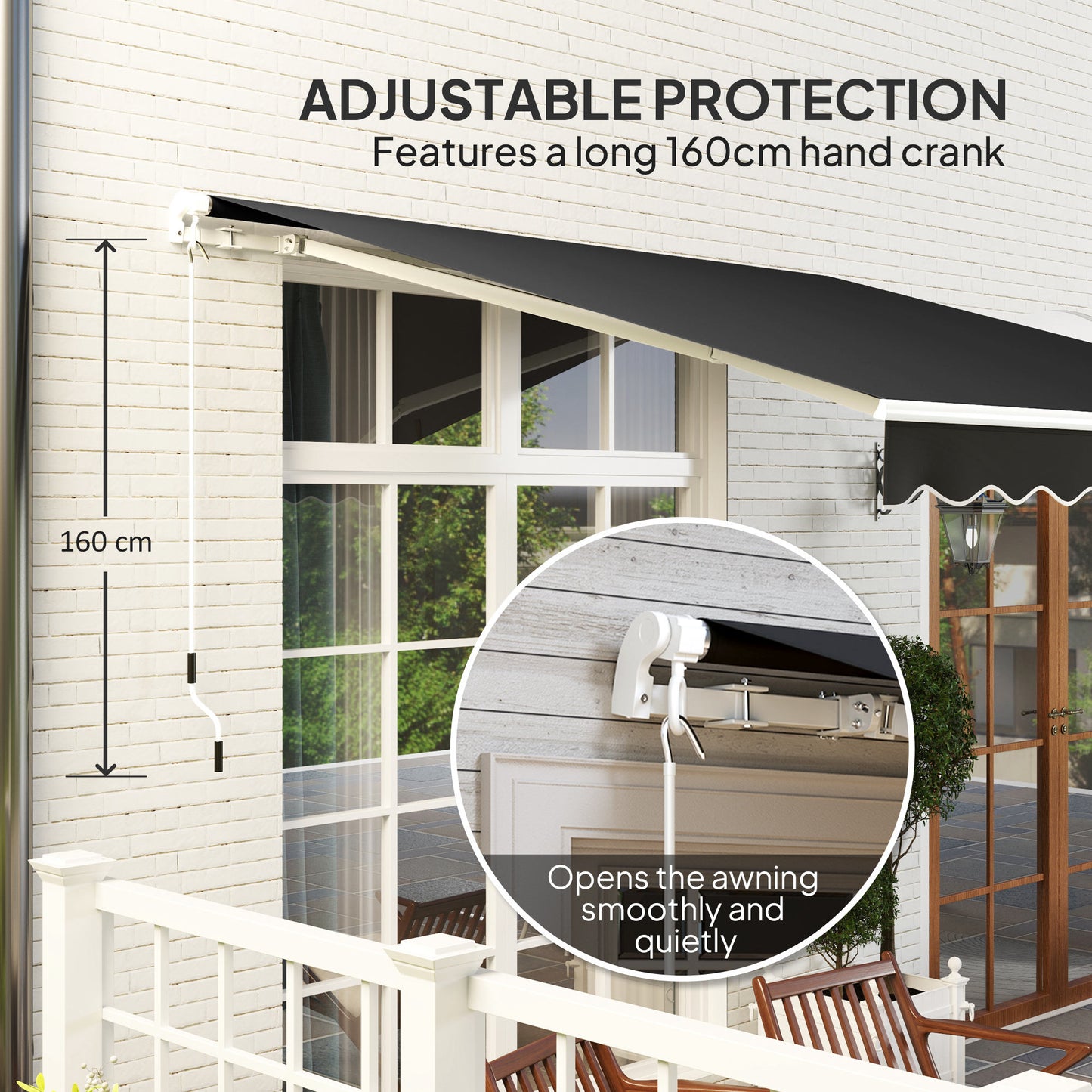 2.95 x 2.5m Canopy Sun Shade Shelter with Crank Handle, Black
