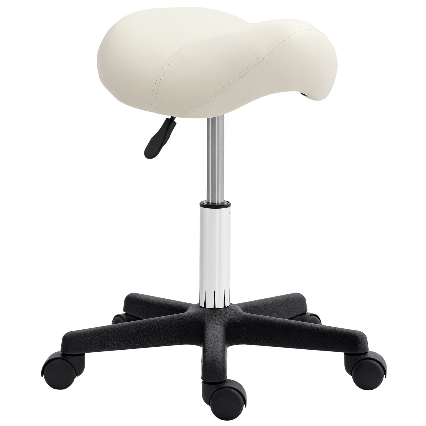 Saddle Stool Adjustable Rolling Salon Chair for Massage Spa Beauty White