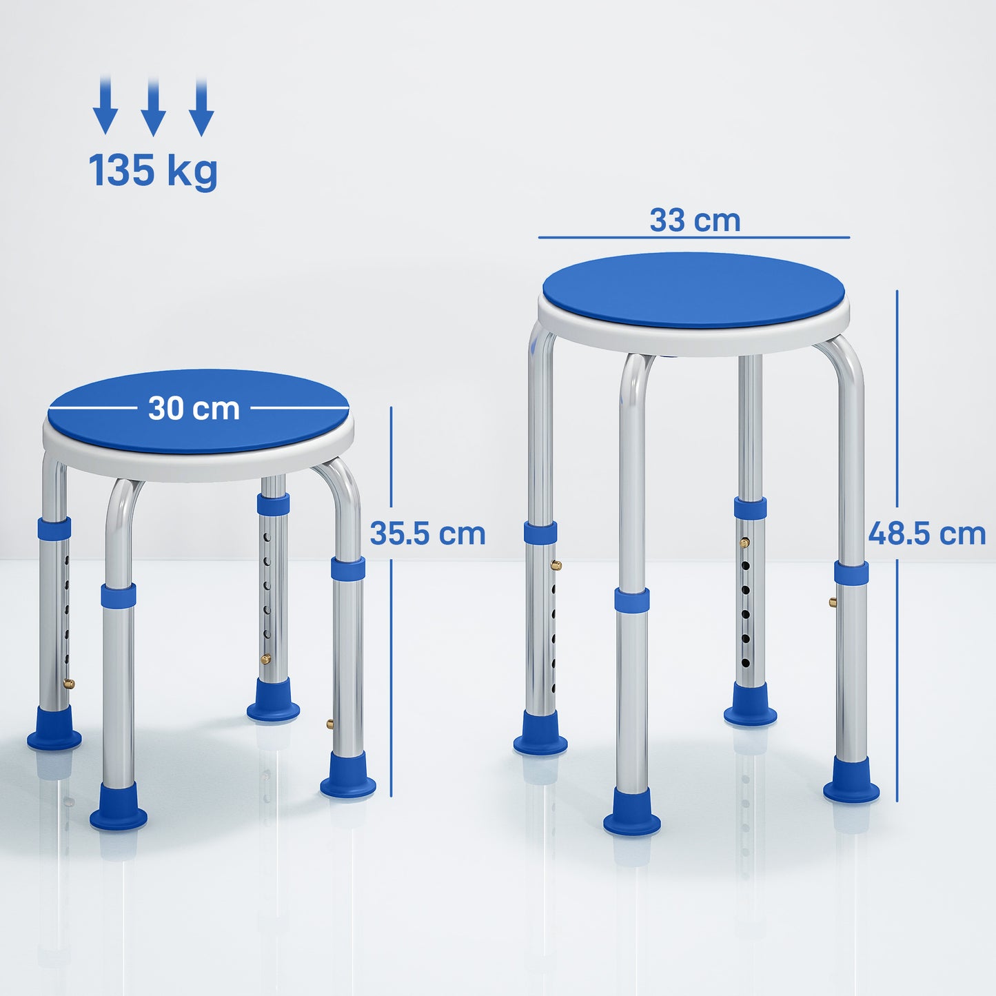 360 Degree Swivel Shower Stool with Non-Slip Feet for Disabled, Blue