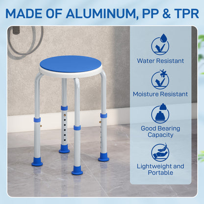 360 Degree Swivel Shower Stool with Non-Slip Feet for Disabled, Blue