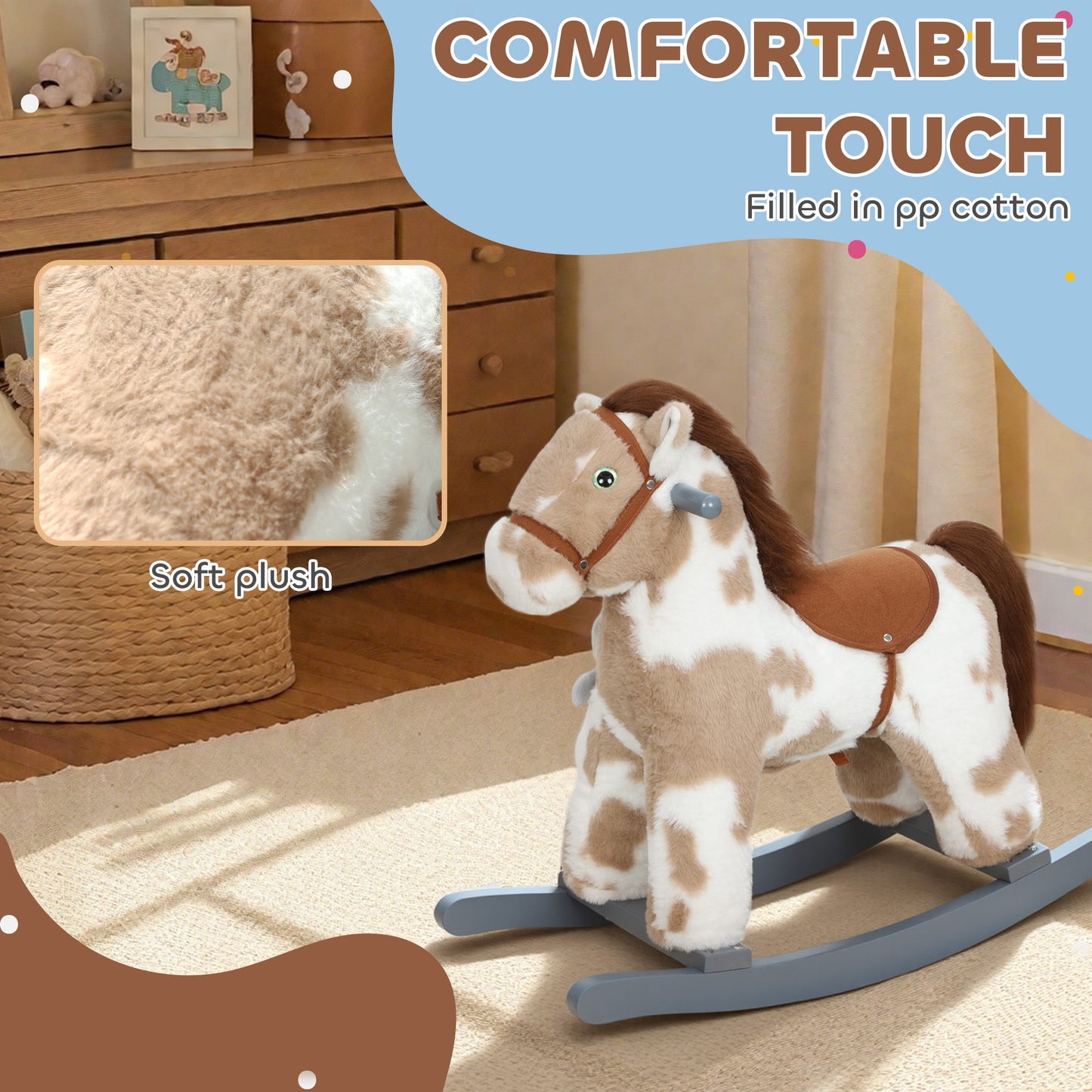 Baby Rocking Horse, Animal Rocker with Sound and Toy