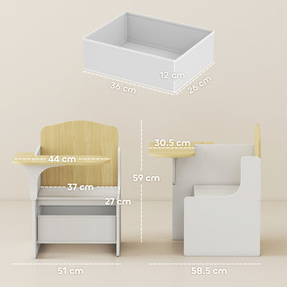 Kids Table and Chair Set, Toddler Desk Chair with Storage Bins