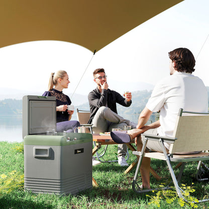 50L Car Refrigerator 12V Portable Freezer for Camping, Light Green