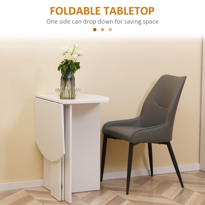 Foldable Dining Table Compact Drop Leaf Table for Kitchen White