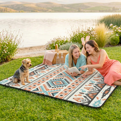 Picnic Blanket, 200x200CM Beach Blanket Outdoor Picnic Mat