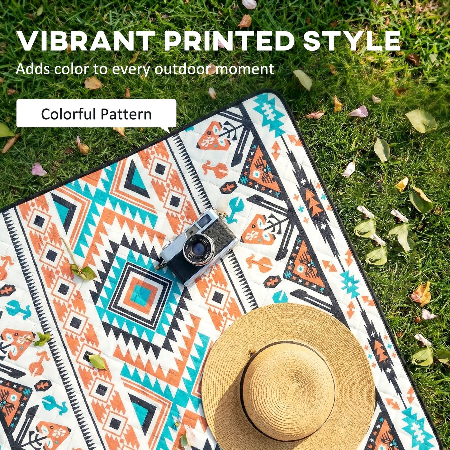 Picnic Blanket, 200x200CM Beach Blanket Outdoor Picnic Mat