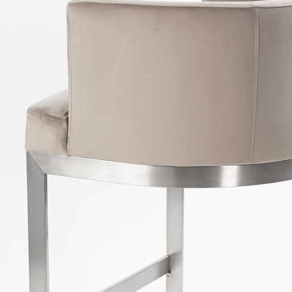 Lasco Bar Stool – Taupe - Brushed Stainless Steel Base