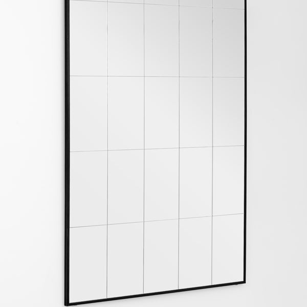 Ludlow Large Industrial Windowpane Leaner Mirror - Matt Black