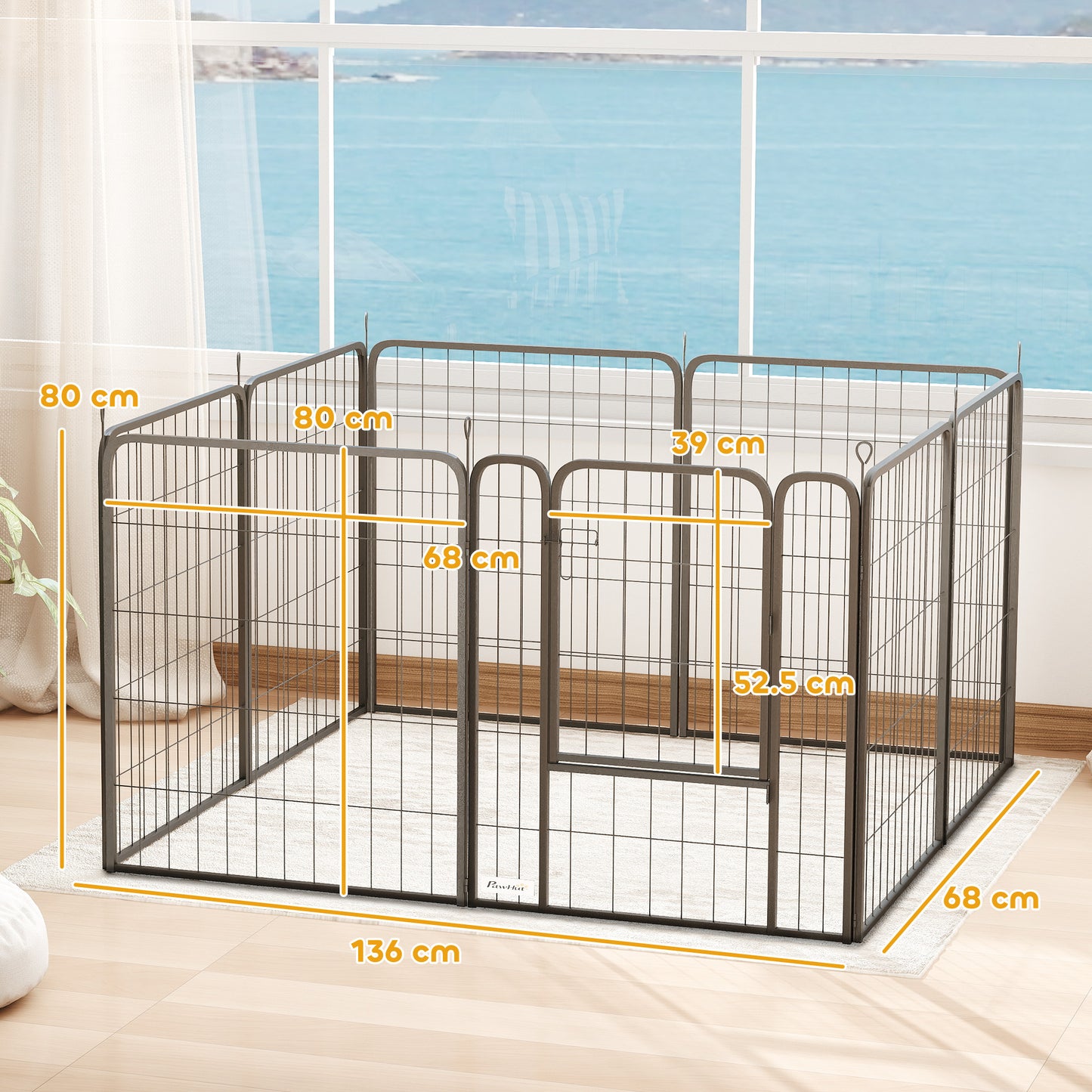 Dog Playpen, 6 Panels Puppy Pen Dog Playpen, 100cm High, Black