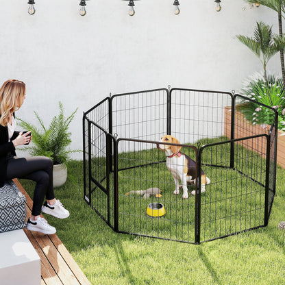 Dog Playpen, 6 Panels Puppy Pen Dog Playpen, 100cm High, Black