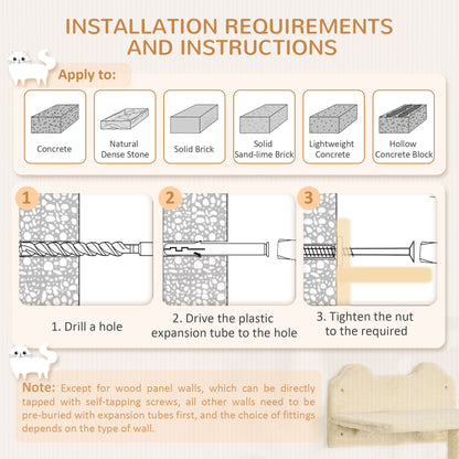 5 PC Wall-Mounted Cat Tree Furniture Perch House Scratching Post Grey