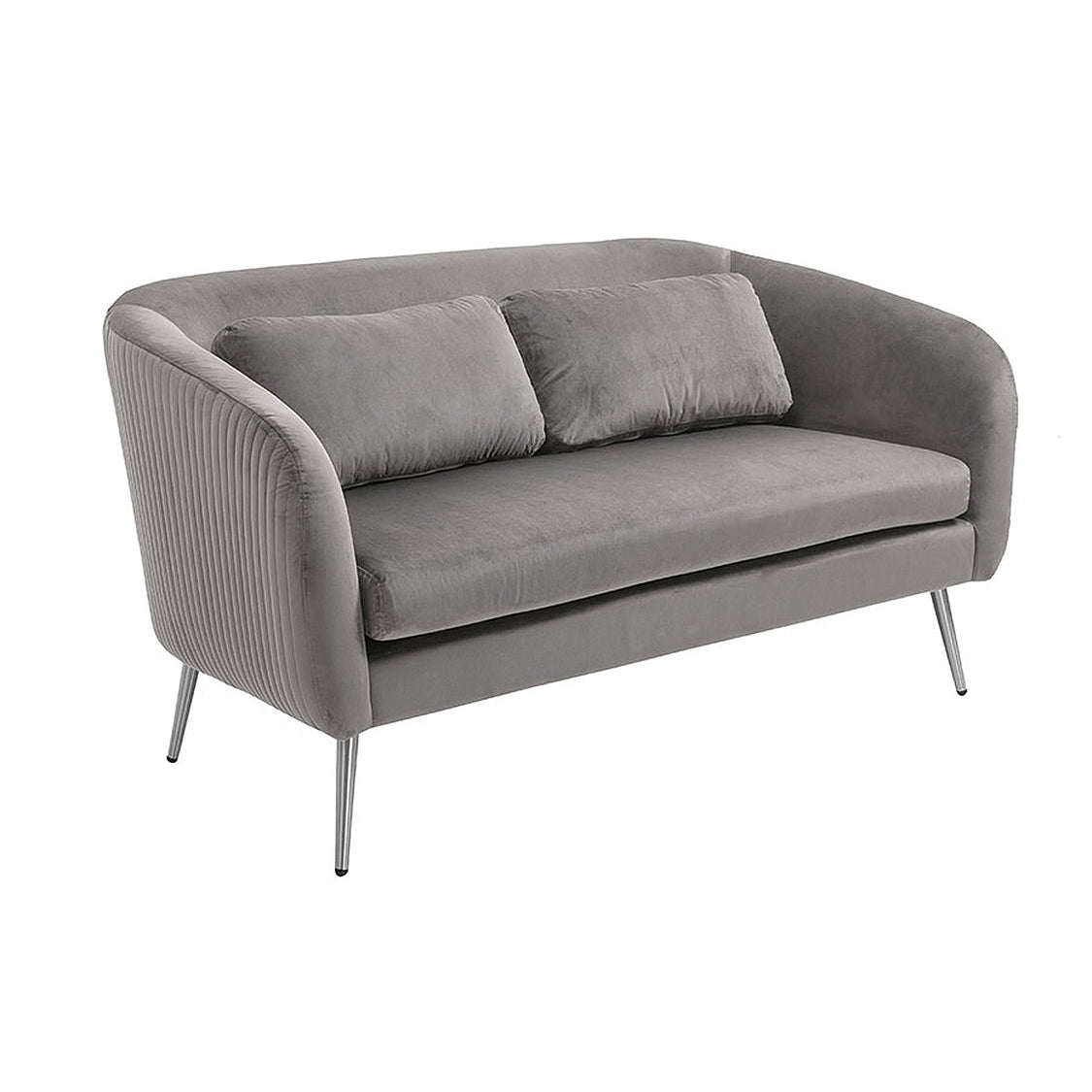 Roanna Two Seat Sofa - Dove Grey - Silver + Brass Legs