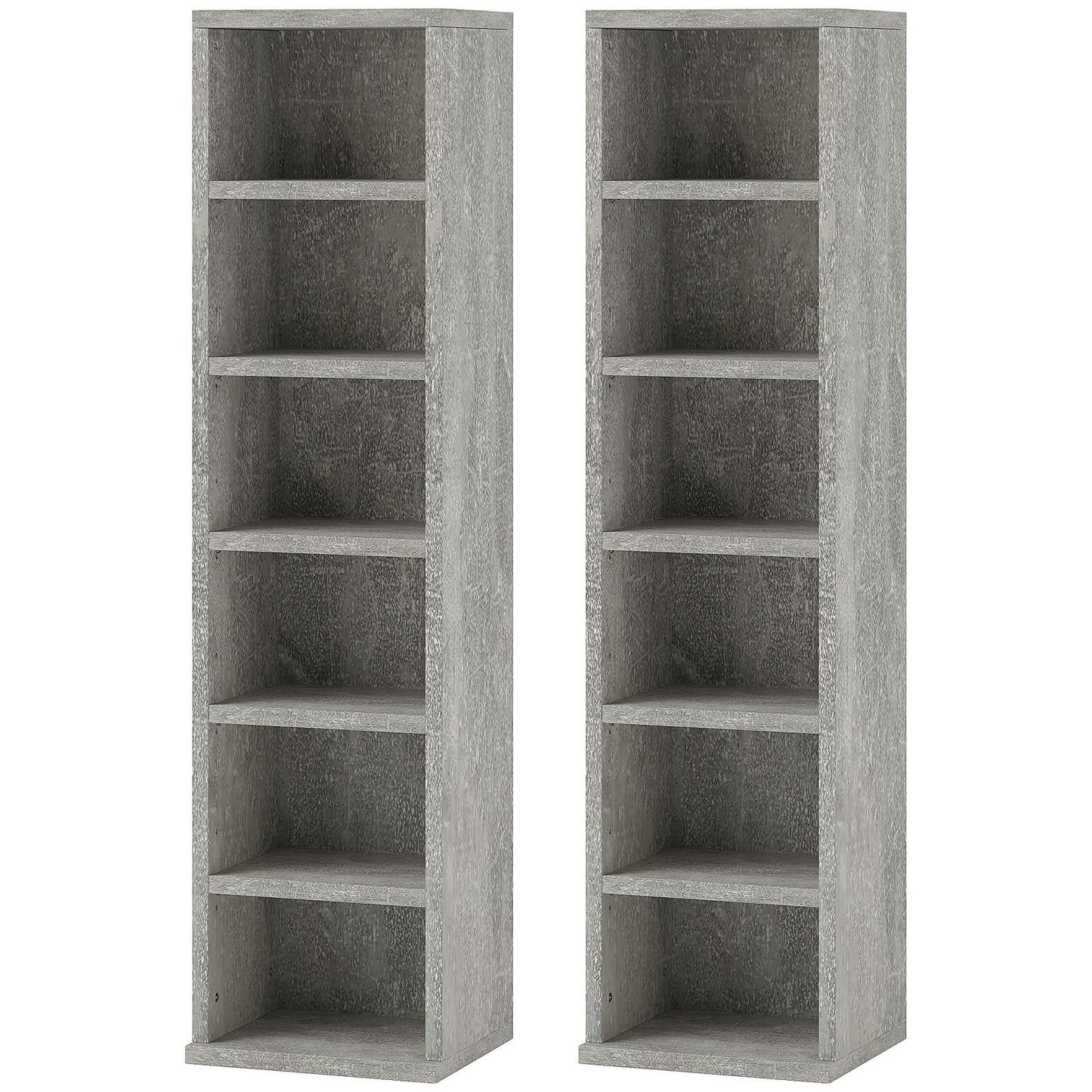 Set of 2 CD Storage Units with Adjustable Shelves Cement Grey