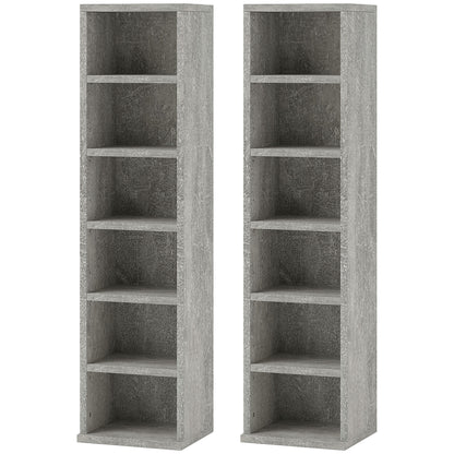 Set of 2 CD Storage Units with Adjustable Shelves Cement Grey