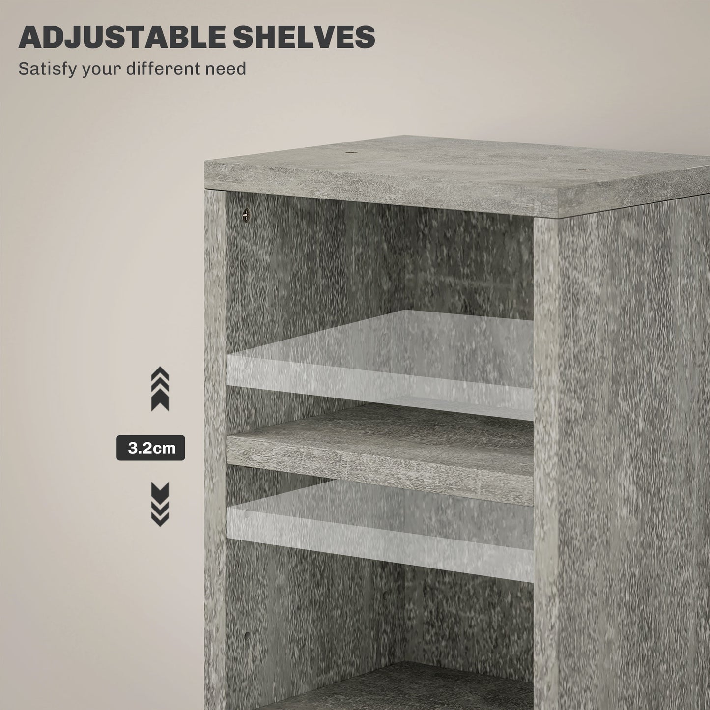 Set of 2 CD Storage Units with Adjustable Shelves Cement Grey
