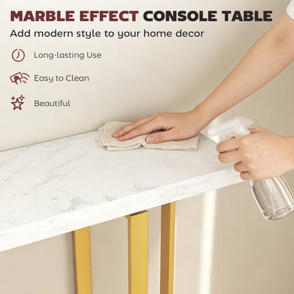 Modern Slim Long Accent Sofa Side Table for Hallway, White