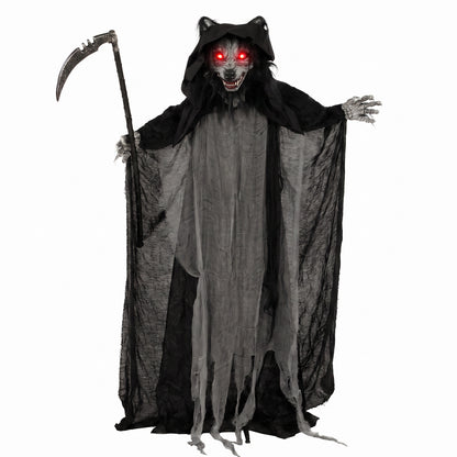 Halloween Standing Werewolf Animated Decoration with Light-Up Eyes