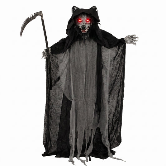 Halloween Standing Werewolf Animated Decoration with Light-Up Eyes