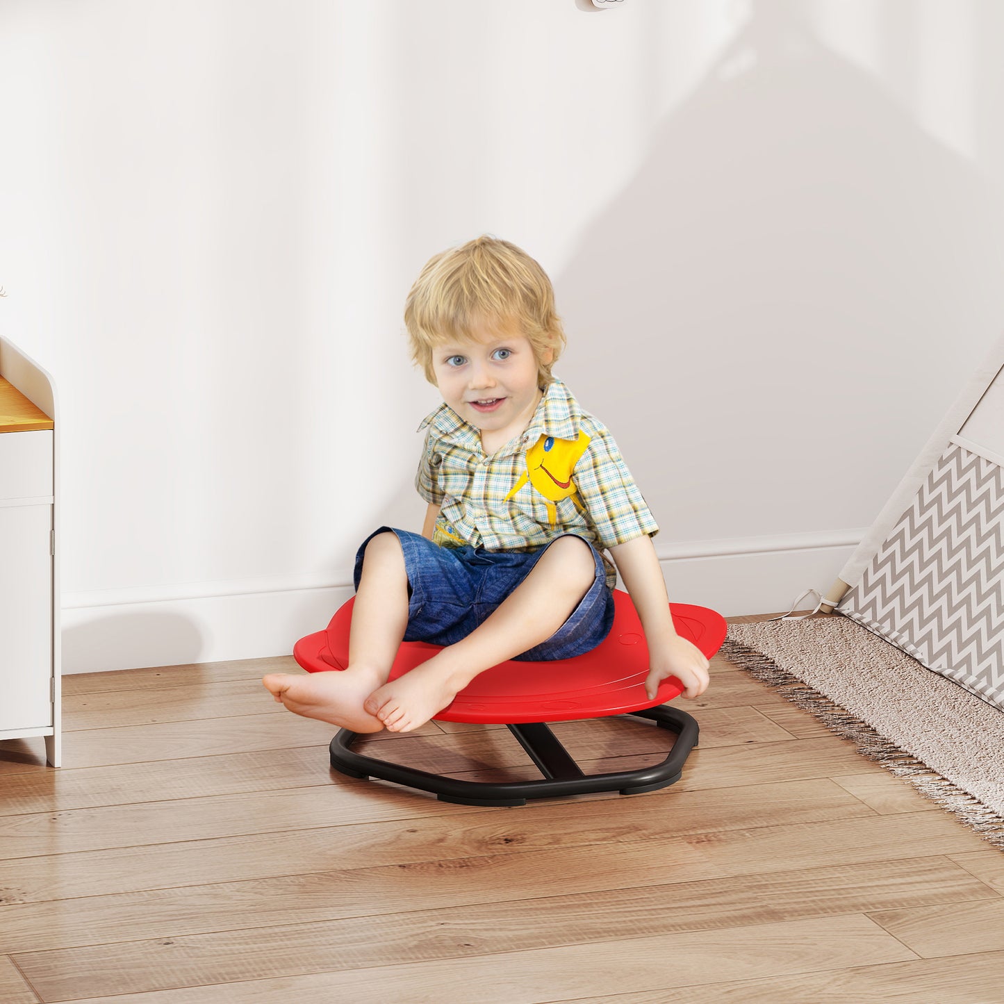 Planet-Shaped Kids Swivel Chair, Sensory Spinning Chair, Red