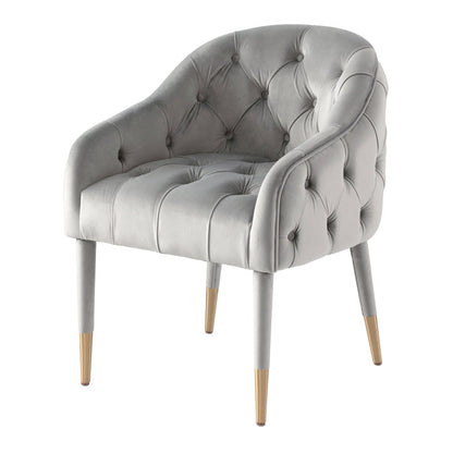 Sophia Dining Chair - Grey - Brass Caps