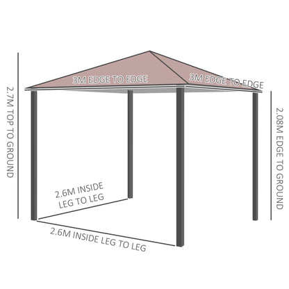 3m x 3m Garden Metal Gazebo Marquee Party Tent Canopy Shelter Pavilion