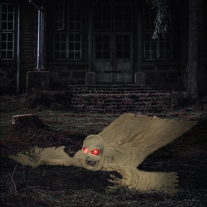 Life Size Halloween Animated Crawling Mummy with Glowing LED Eyes
