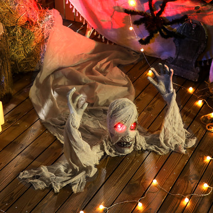 Life Size Halloween Animated Crawling Mummy with Glowing LED Eyes