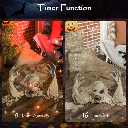 Life Size Halloween Animated Crawling Mummy with Glowing LED Eyes
