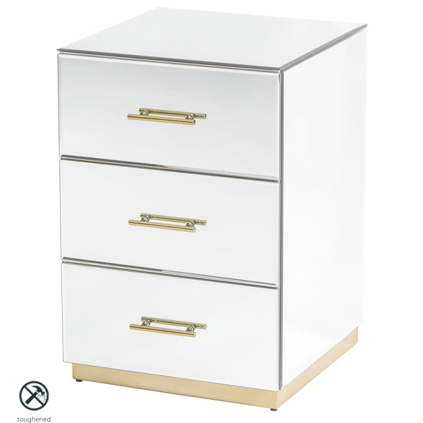 Harper Mirrored Side Table – Champagne Gold Details