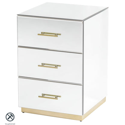 Harper Mirrored Side Table – Champagne Gold Details