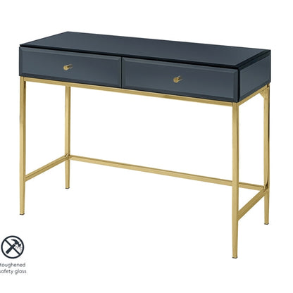 Stiletto Black Glass and Brass Console Table