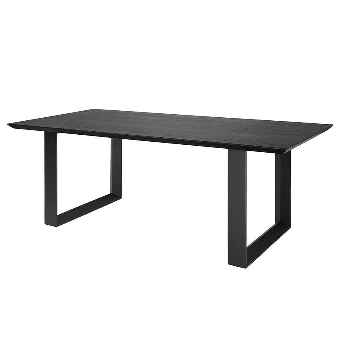 Rocco Black Dining Table and 6 Hatfield Limestone Chairs