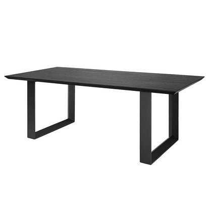 Rocco Black Dining Table and 6 Hatfield Limestone Chairs