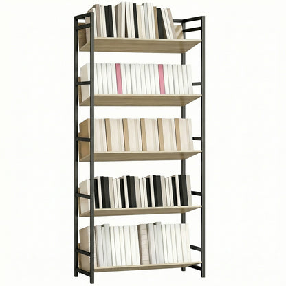 Bookcase Anti-Slip Design 5-Tier Oak