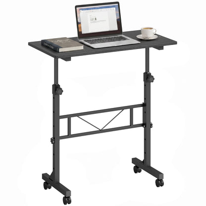 Overbed Table Adjustable Height with Steel Frame Black