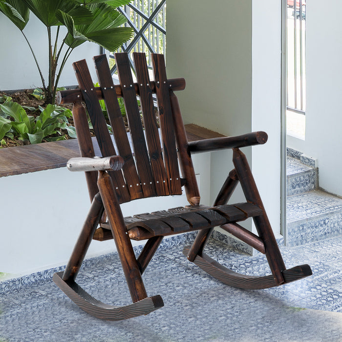 Outdoor Rocking Chair Fir Wood Rustic Patio Adirondack Rocking Chair Traditional Rustic Style & Pure Comfort