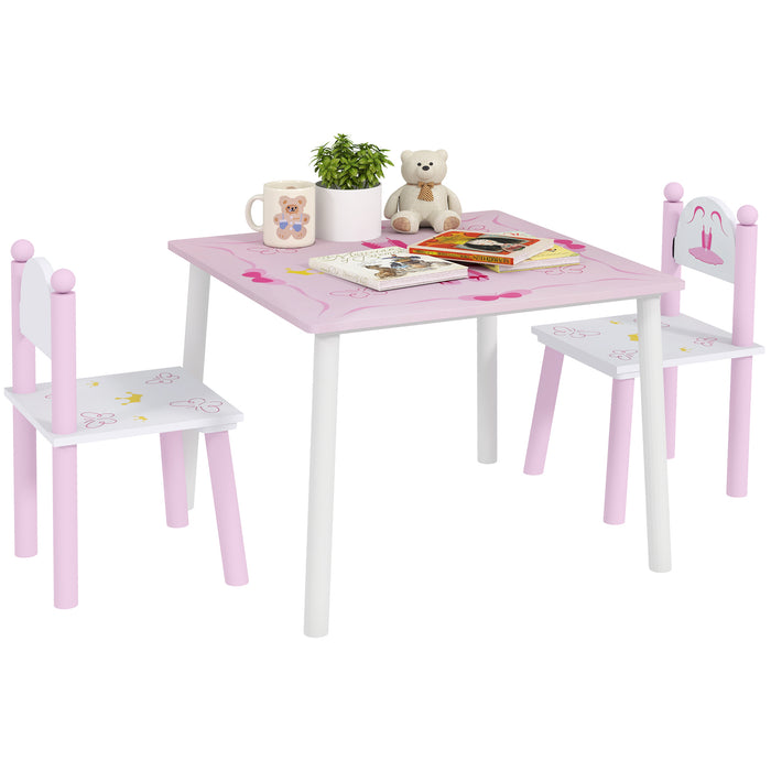 Princess Design Toddler Table and 2 Chairs Set, for Playroom