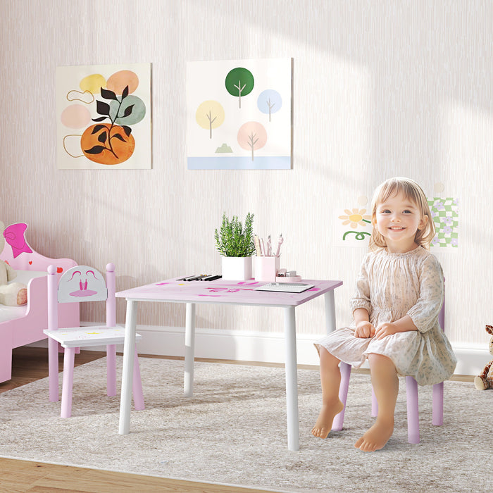 Princess Design Toddler Table and 2 Chairs Set, for Playroom