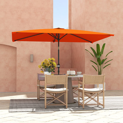 3x2m Garden Parasol Canopy Tilt Crank 6 Ribs Sun Shade Orange
