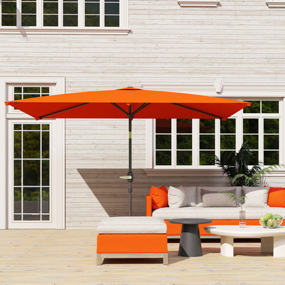 3x2m Garden Parasol Canopy Tilt Crank 6 Ribs Sun Shade Orange