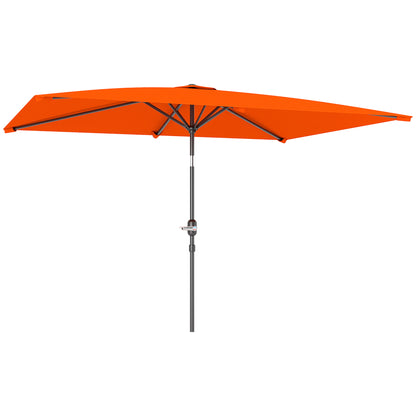 3x2m Garden Parasol Canopy Tilt Crank 6 Ribs Sun Shade Orange